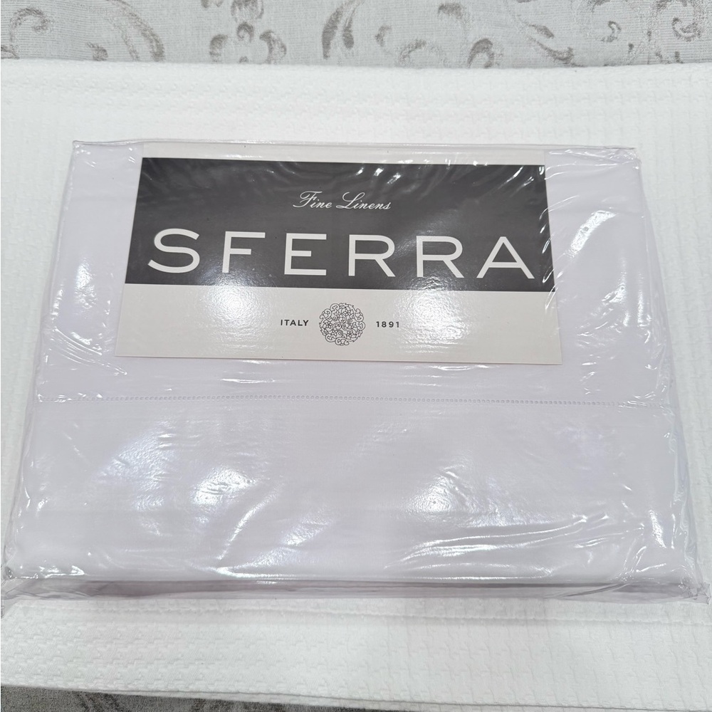 SFERRA GINO PERCALE 450 TC 4-PIECE CAL-KING SHEET SET WHITE MADE IN ITALY